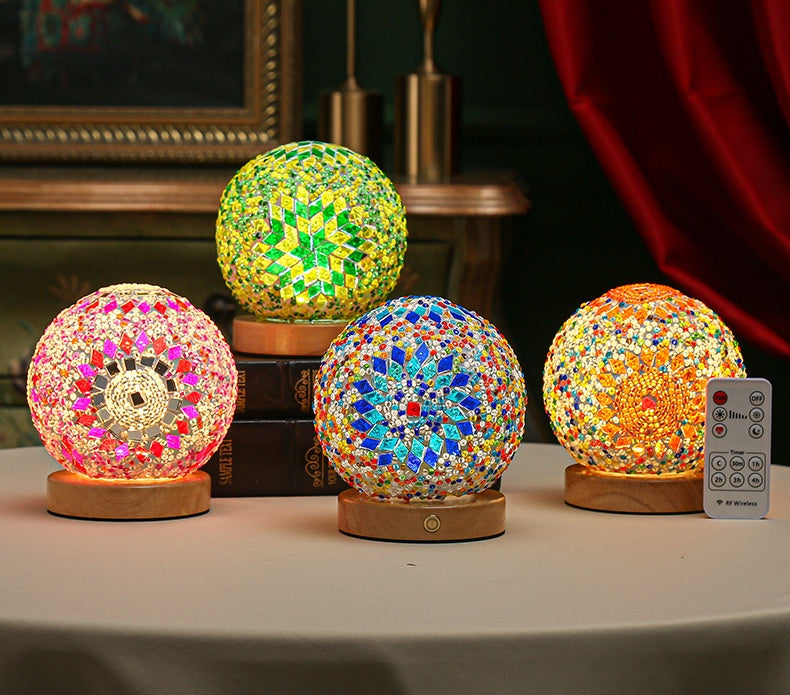 Mosaic Mini Lamp - Bohemian Style Green