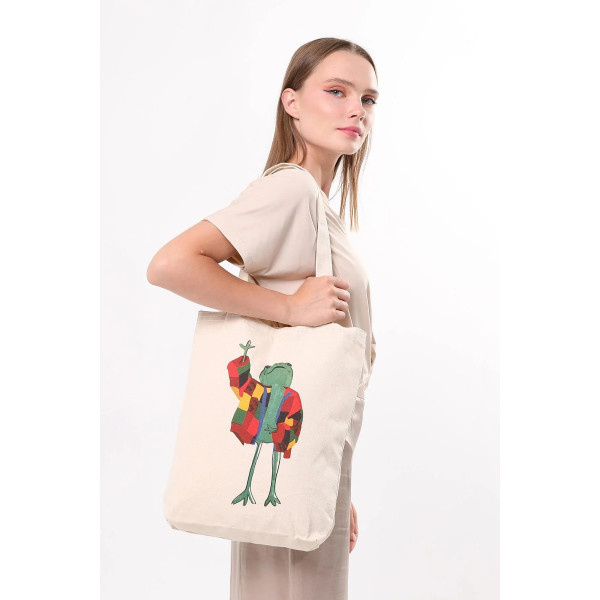 Canvas Tote Bag Colorful Frog