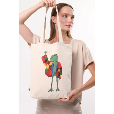 Canvas Tote Bag Colorful Frog