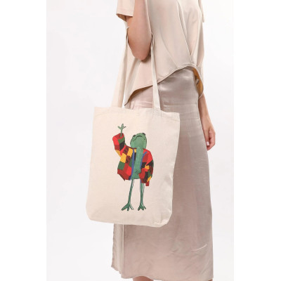 Canvas Tote Bag Colorful Frog