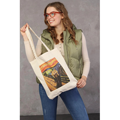 Canvas Tote Bag The Scream Cat Canvas Tote Bag The Scream Cat