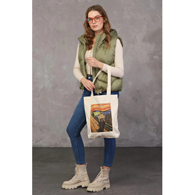 Canvas Tote Bag The Scream Cat Canvas Tote Bag The Scream Cat