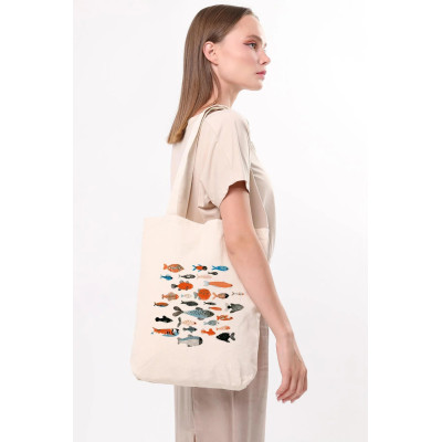 Canvas Tote Bag Colorful Fishes