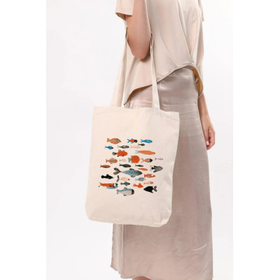 Canvas Tote Bag Colorful Fishes