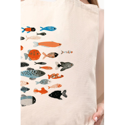 Canvas Tote Bag Colorful Fishes