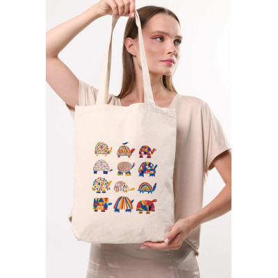 Canvas Tote Bag Colorful Turtles