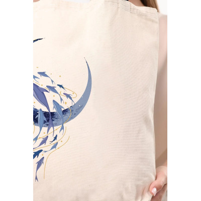Canvas Tote Bag Blue Moon and Fishes