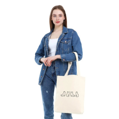 Canvas Tote Bag Minimal Cats