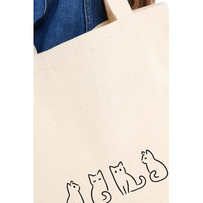 Canvas Tote Bag Minimal Cats