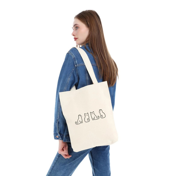 Canvas Tote Bag Minimal Cats