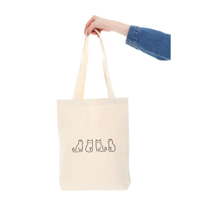 Canvas Tote Bag Minimal Cats