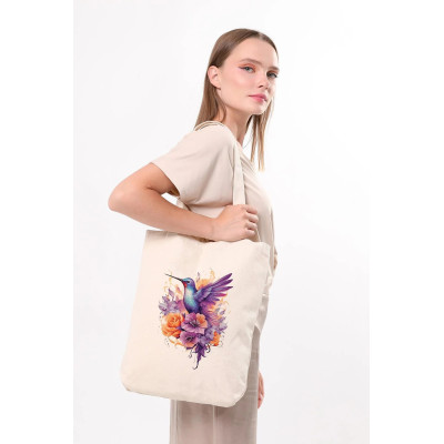 Canvas Tote Bag Purple Bird