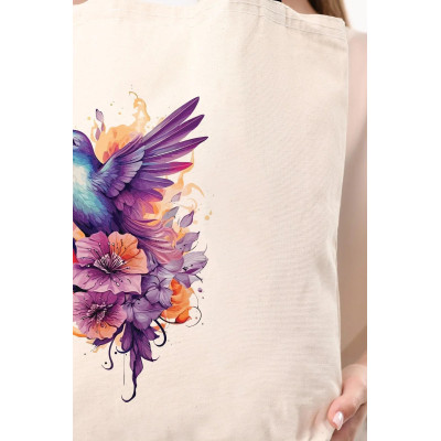 Canvas Tote Bag Purple Bird