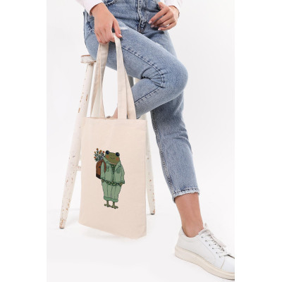Canvas Tote Bag Backpacked Frog Canvas Tote Bag Backpacked Frog