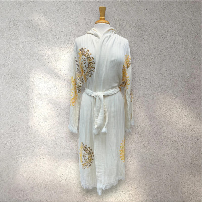 Turkish Cotton Muslin Bathrobe - Sun Turkish Cotton Muslin Bathrobe - Sun