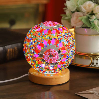 Pink-Multi Color Mosaic Mini Lamp