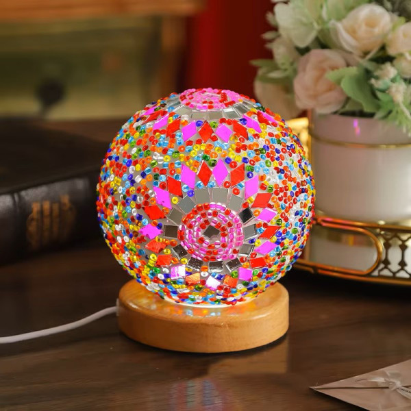 Pink-Multi Color Mosaic Mini Lamp
