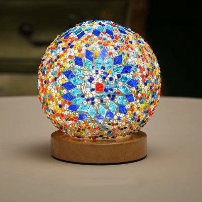 Blue-Multi Color Mosaic Mini Lamp