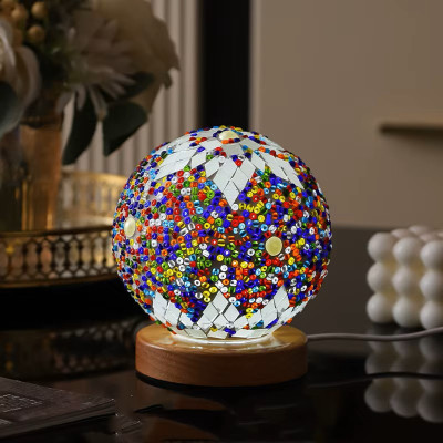 White-Multi Color Mosaic Mini Lamp