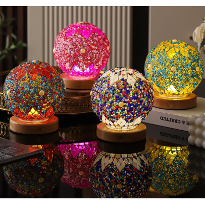 Orange Top-Multi Color Mosaic Mini Lamp Orange Top-Multi Color Mosaic Mini Lamp