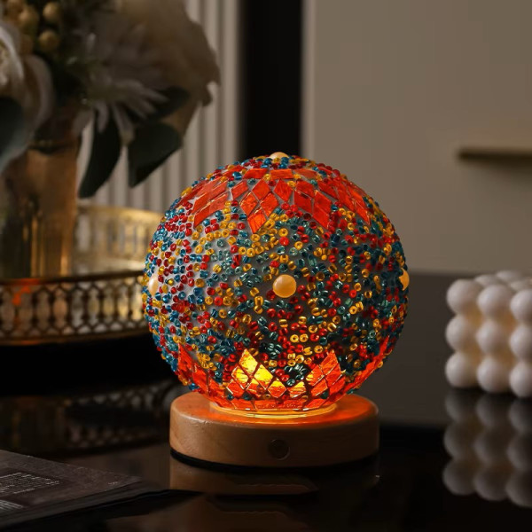 Orange Top-Multi Color Mosaic Mini Lamp