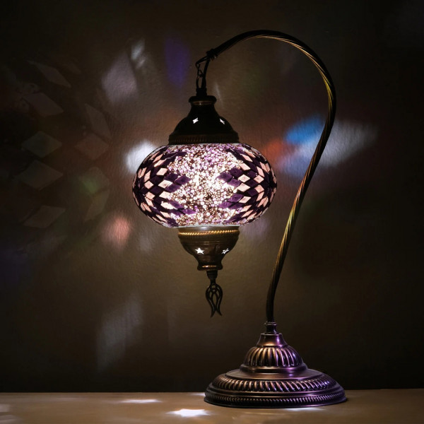 Mosaic Swan Neck Desk Lamp - Purple Color