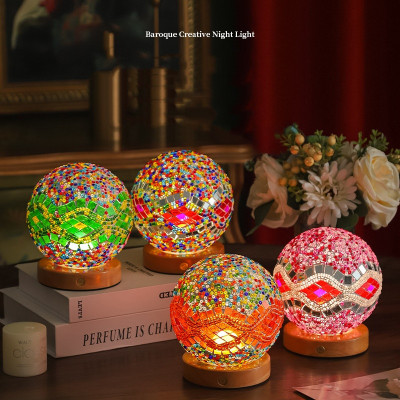 Orange-Multi Color Wavy Mosaic Mini Lamp Orange-Multi Color Wavy Mosaic Mini Lamp