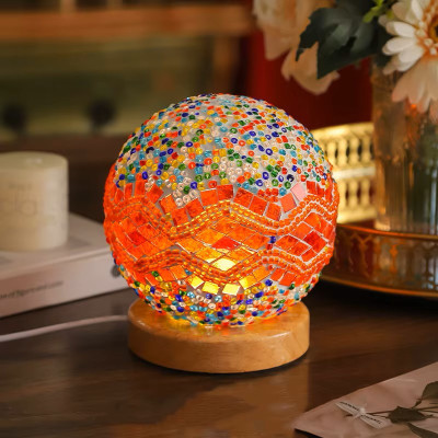 Orange-Multi Color Wavy Mosaic Mini Lamp Orange-Multi Color Wavy Mosaic Mini Lamp