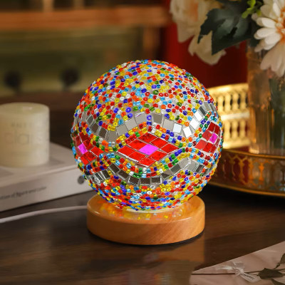 Pink-Multi Color Wavy Mosaic Mini Lamp Pink-Multi Color Wavy Mosaic Mini Lamp