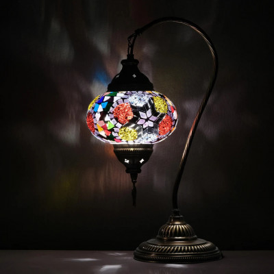 Turkish Lamp, Mosaic Desk Lamp, Moroccan Tamle Lamp, Standing Lamp, Turkish Bedside Lighting, Turkish Oriental Design, swan neck