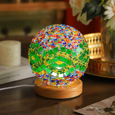Green-Multi Color Wavy Mosaic Mini Lamp Green-Multi Color Wavy Mosaic Mini Lamp