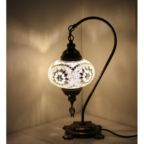 Silver Starry Mosaic Swan Neck Table Lamp - Large