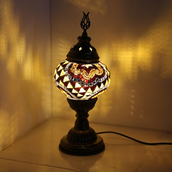 Brown Wavy Mosaic Table Lamp - Medium