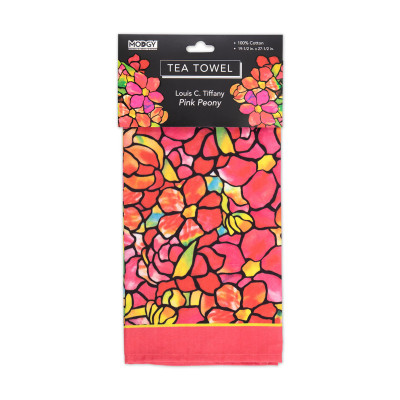 Louis C. Tiffany Pink Peony Tea Towel
