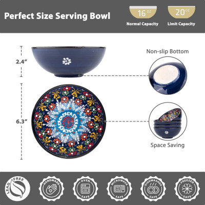 Ceramic Large Bowls - Dark Blue