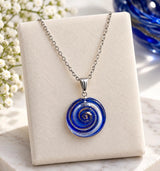 Handmade Italian Murano Glass Necklace - Blue Swirl 1