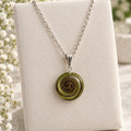 Handmade Italian Murano Glass Necklace - Green Swirl