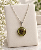 Handmade Italian Murano Glass Necklace - Green Swirl