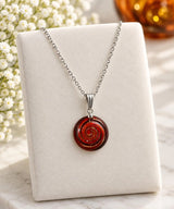 Handmade Italian Murano Glass Necklace - Red Swirl